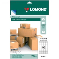 Наклейки Lomond 2100195 A4/40 (48.5х25.4 мм), 50 листов
