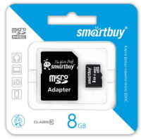 Карта памяти SmartBuy microSDHC SB8GBSDCL10-01_С 8GB (с адаптером)