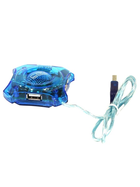 USB-концентратор CBR CH-127, 4 порта, USB 2.0, голуб.