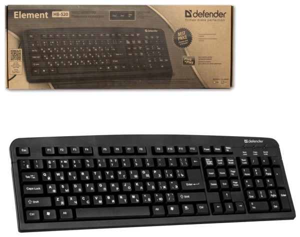 Клавиатура проводная Element HB-520 мембранная USB чёрный