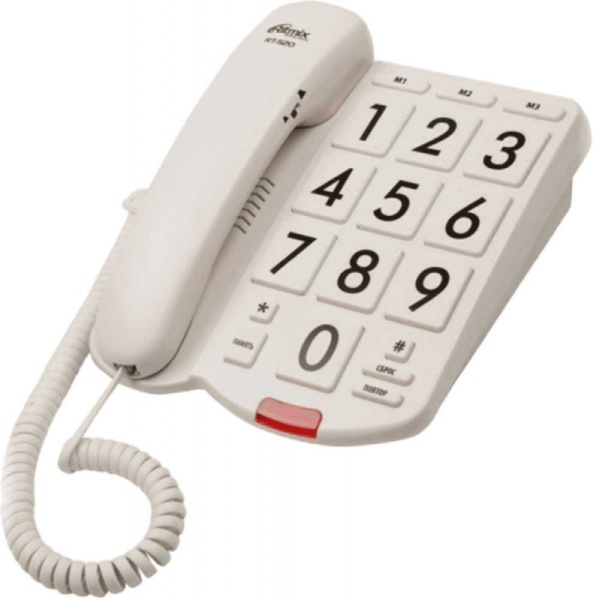 Телефон RITMIX RT-520 ivory проводной[повтор. набор, регулировка уровня громкости, световая индикац]