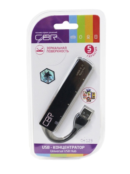 USB-концентратор CBR CH-123, 4 порта, USB 2.0, ноут.
