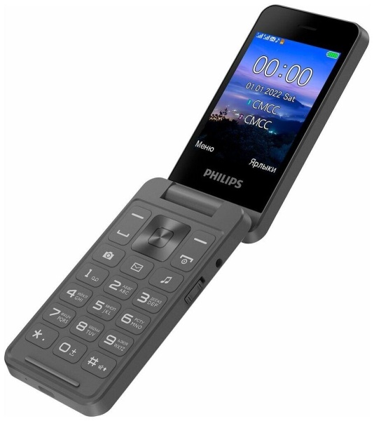 E2602 Xenium темно-серый раскладной 2Sim 2.8" 240x320 Nucleus 0.3Mpix GSM900/1800 FM microSD max32Gb