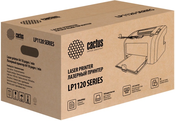 Принтер лазерный CACTUS CS-LP1120W A4 (в комплекте: картридж + кабель USB A(m) - USB B(m))