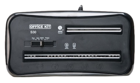 Шредер Office Kit S30 (секр.P-4) фрагменты 6лист. 14лтр. скобы пл.карты CD