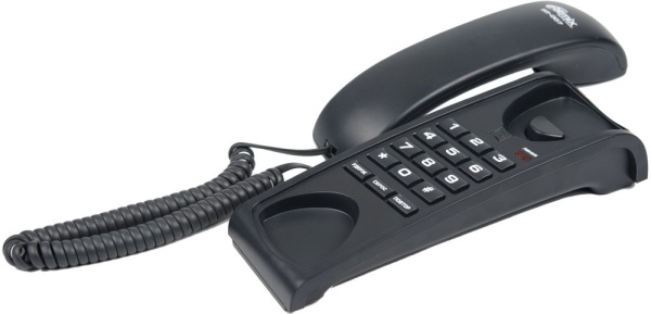 RT-007 black проводной телефон {повторный набор номера, настенная установка, регулятор громкости звонка}