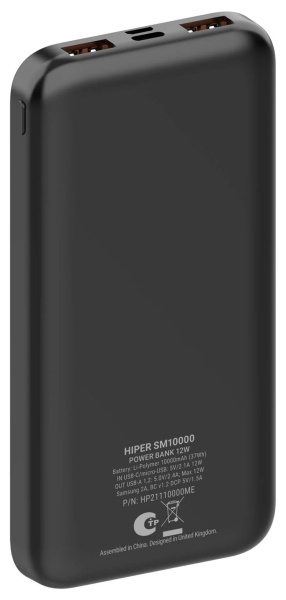 Мобильный SM10000 10000mAh 2.1A 2xUSB черный (SM10000 BLACK)