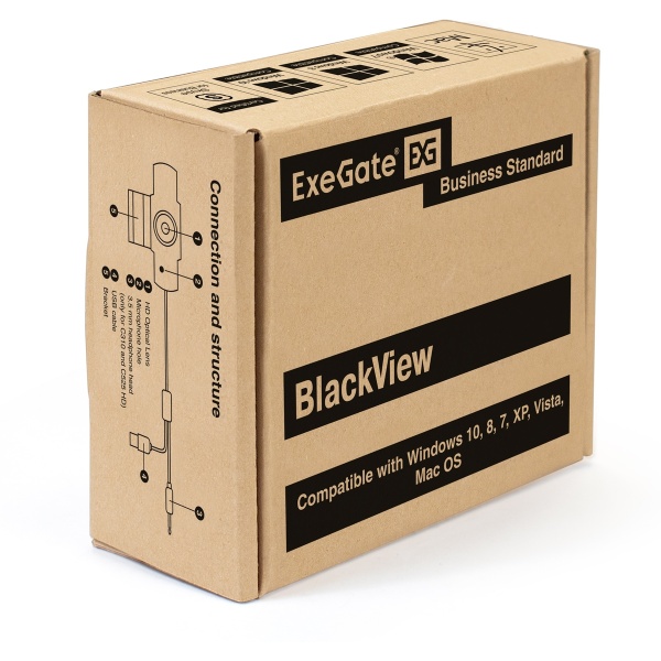 EX287385RUS BlackView C525 HD (матрица 1/3"1,3 Мп,1280х720,720P,30fps,4-линзовый объектив,USB+35mm Jack,фиксированный фокус, микрофон с шумоподавлением, универсальное к