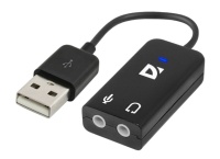 Audio USB внешняя звуковая карта, интерфейс USB 2.0, подключение микрофона, аналоговые аудиовыходы: mini jack 3,5 мм ЦАП 16 бит / 44.1 кГц