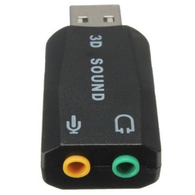 Адаптер AU-01N, USB to Audio, 2 x jack 3.5 mm для подключения к порту USB, черный