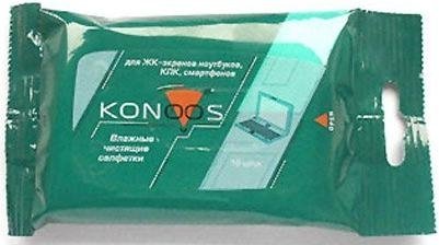 Салфетки Konoos KSN-15 для ЖК-экранов ноутбуков, смартфонов, КПК, покетпак 15 шт.
