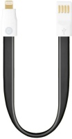 Дата-кабель USB-8-pin для Apple, плоский, магнит, 0.23м, черный,