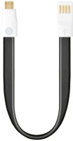 Универсальный USB-microUSB, плоский, магнит, 0.23м, черный,