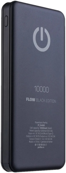 Powerbank Flow 10000mah In Type-C/Micro usb/Out USB 1 А, 2.1A/ Black (PF_B4880)