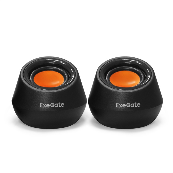 Exegate EX287060RUS Акустическая система 2.0 ExeGate Disco 130 (питание USB, 2х3Вт (6 Вт RMS), 100-20000Гц, черный/оранжевый)