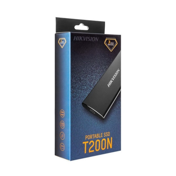 1.6" 128GB T200N Black External SSD [HS-ESSD-T200N/128G] USB 3.1 Type C, 450/400, Metal case, Windows/Mac/Linux, RTL (016984)