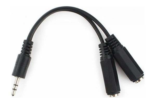 разветвитель аудио сигнала Cablexpert, джек3.5 папа->2х джек3.5 мама 10см, черный (CCA-415-0.1M)