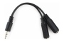 разветвитель аудио сигнала Cablexpert, джек3.5 папа->2х джек3.5 мама 10см, черный (CCA-415-0.1M)