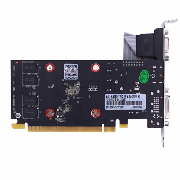 Видеокарта Colorful NVIDIA GeForce GT 710 Colorful 1Gb (GT710 NF 1GD3) PCI-E 2.0, ядро - 954 МГц, память - 1 Гб DDR3 1333 МГц, 64 бит, VGA, DVI, HDMI, Retail